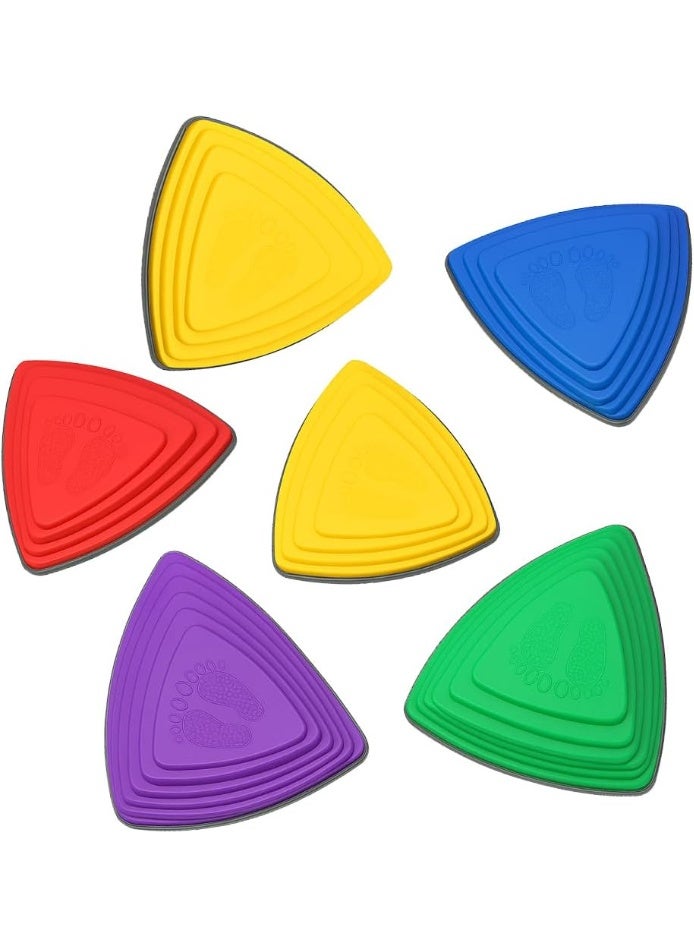 abley's Triangle Stepping Stones for Autism Kids, Anti-Slip Sensory Balance Training Set, Multicolor, 6 Pieces - Image 1